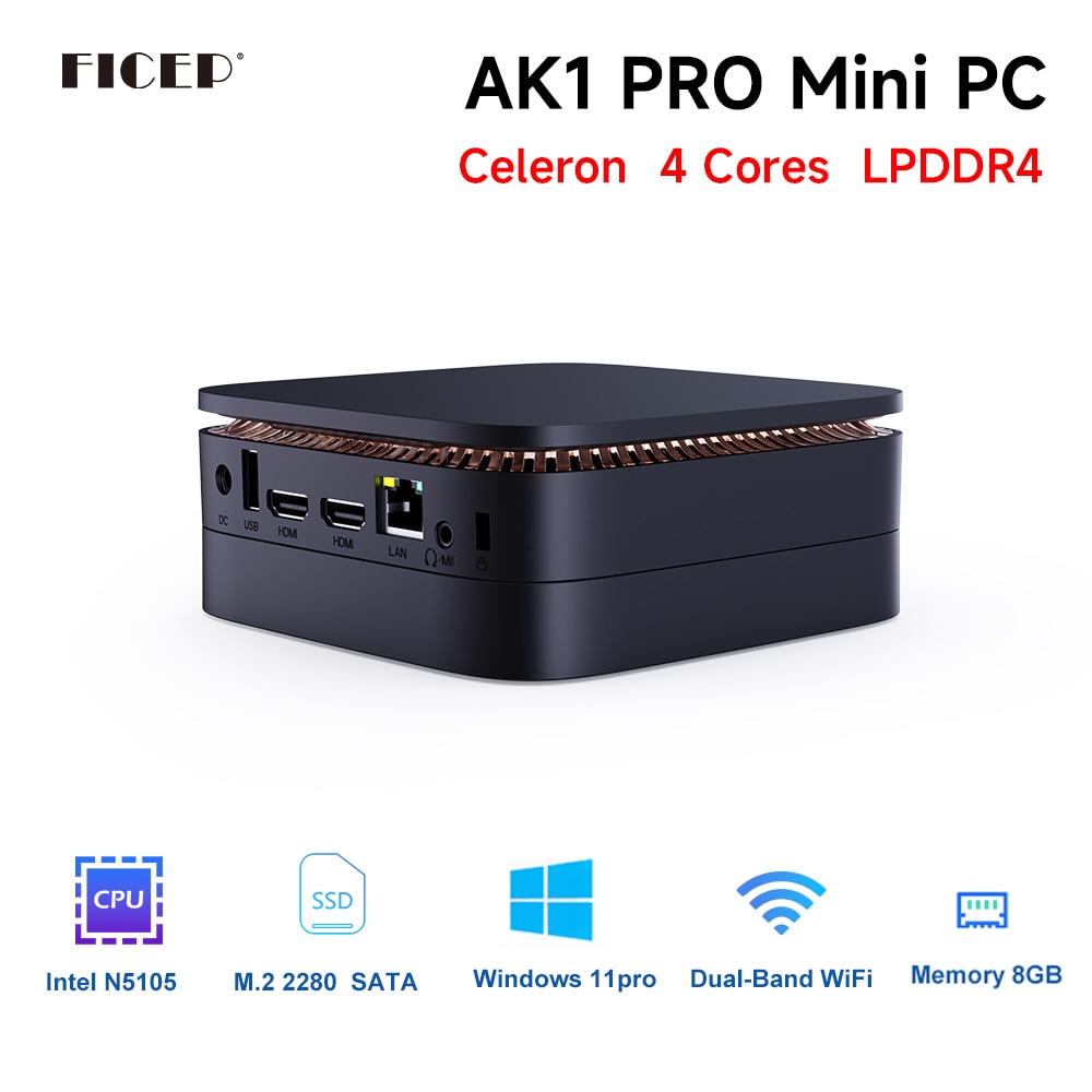 Ficep AK1  ̴ Pc Windows 11   N5105 DDR4 8GB 128GB 256GB SSD WIFI Windows 10 ̸ ǻ PK Beelink minipc